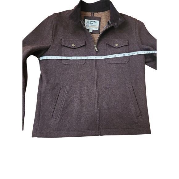 London Fog Field Jacket Mens M Stand Up Collar Brown Zip Up Wool Blend Preppy - Picture 7 of 8